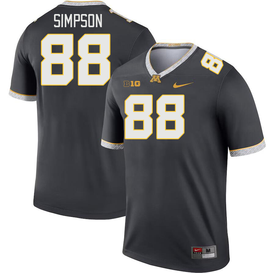 Men #88 Jacob Simpson Minnesota Golden Gophers College Football Jerseys Stitched-Charcoal